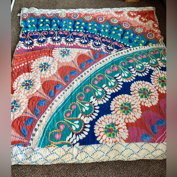 Anthropologie Tahla Quilt Colorful Floral Patterned Quilt - Queen - Picture 1 of 10